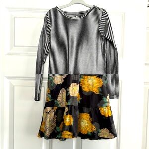 Tea Collection Tiered Skirted Twirl Dress Long Sleeve Girls 6 Floral Stripes